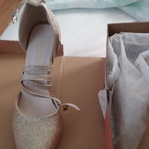 Sungtin chic sequin dress pointed toe strapp up pumps gold sz 10.5